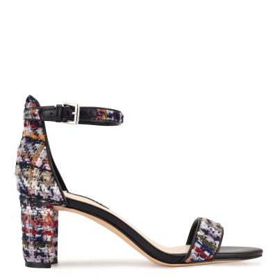 Sandales à Talons Nine West Pruce Ankle Brides Block Femme Bleu Multicolore | 4862QXBTW