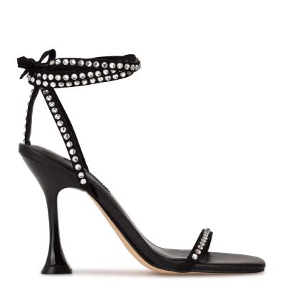 Sandales à Talons Nine West Zing Ankle Wrap Femme Noir | 1493LHMQF